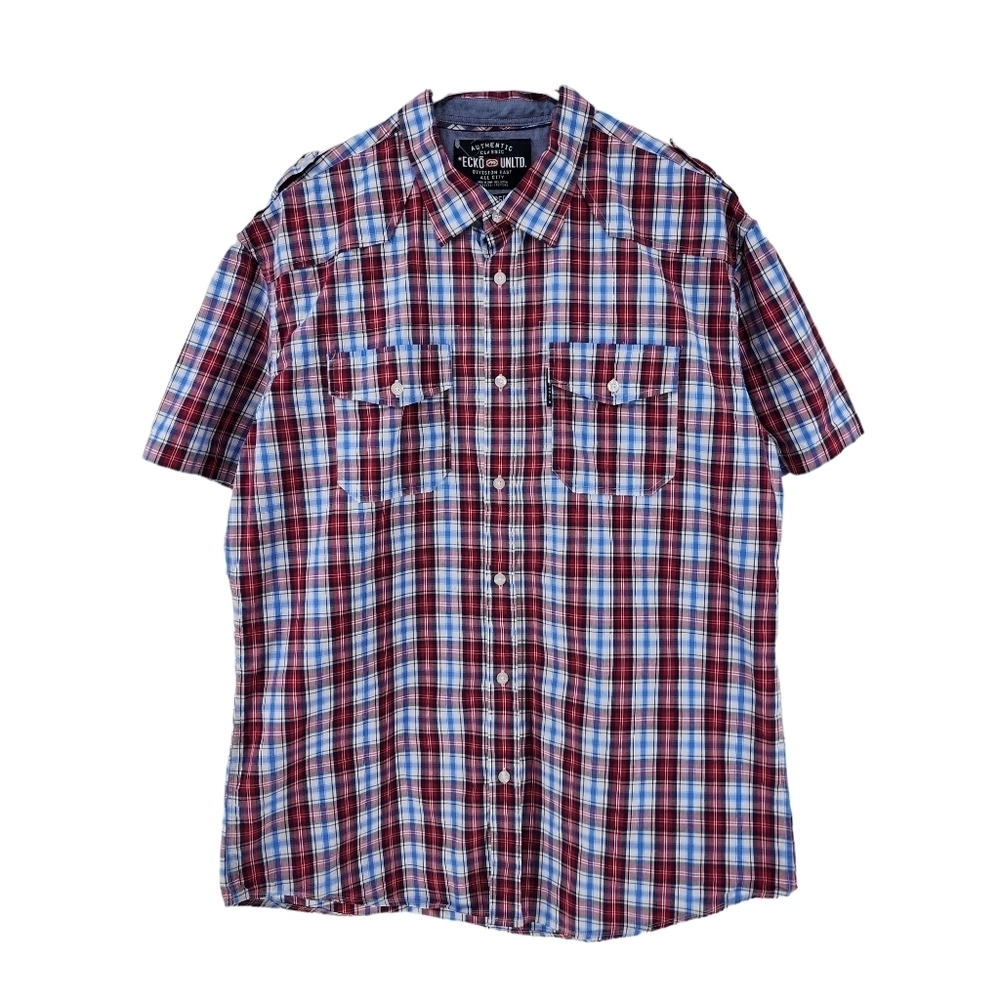 Ecko Unlimited Men's Plaid Short Sleeve Button-Up Shirt - XL